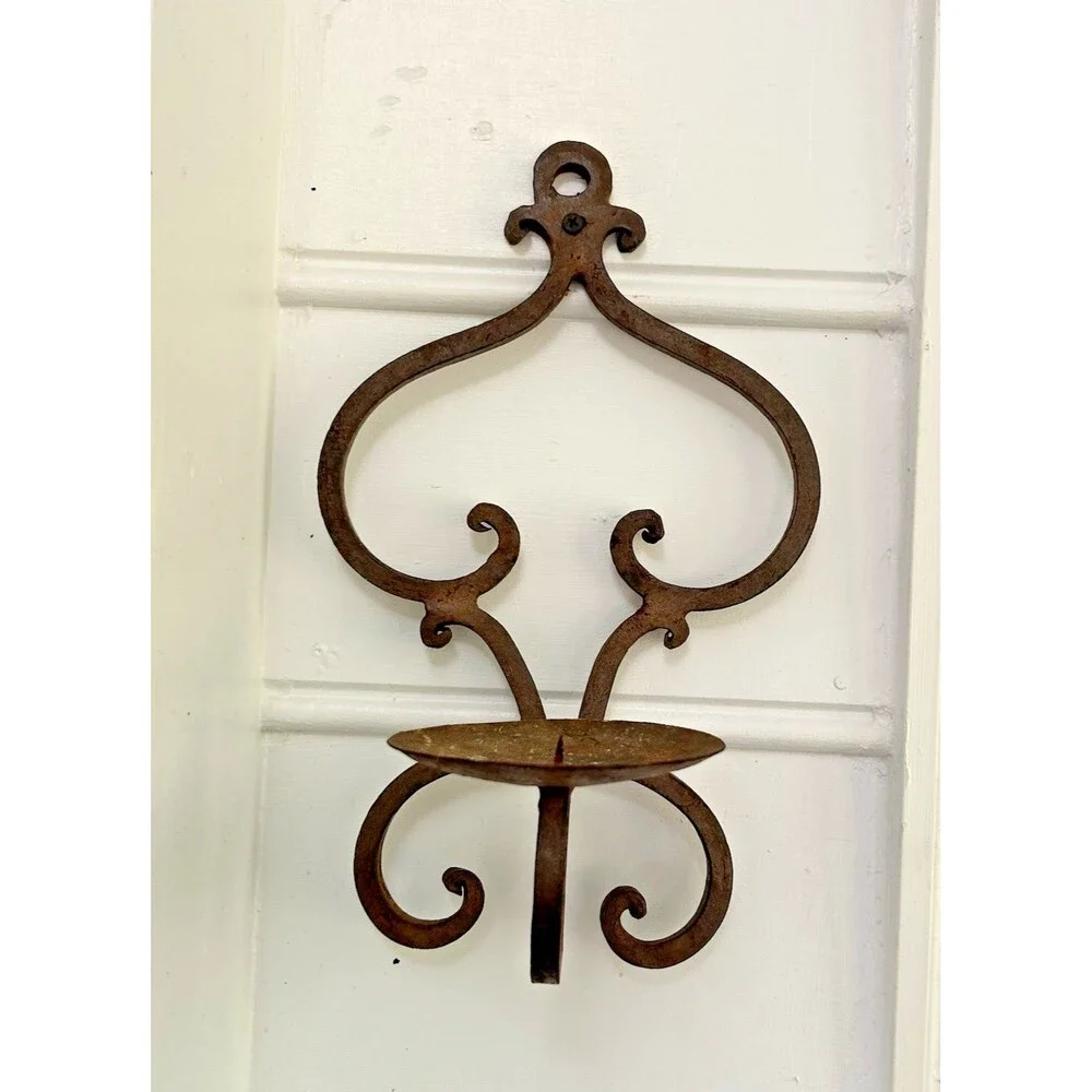 Vintage HEAVY Metal Candle Wall Sconce - 2 Available